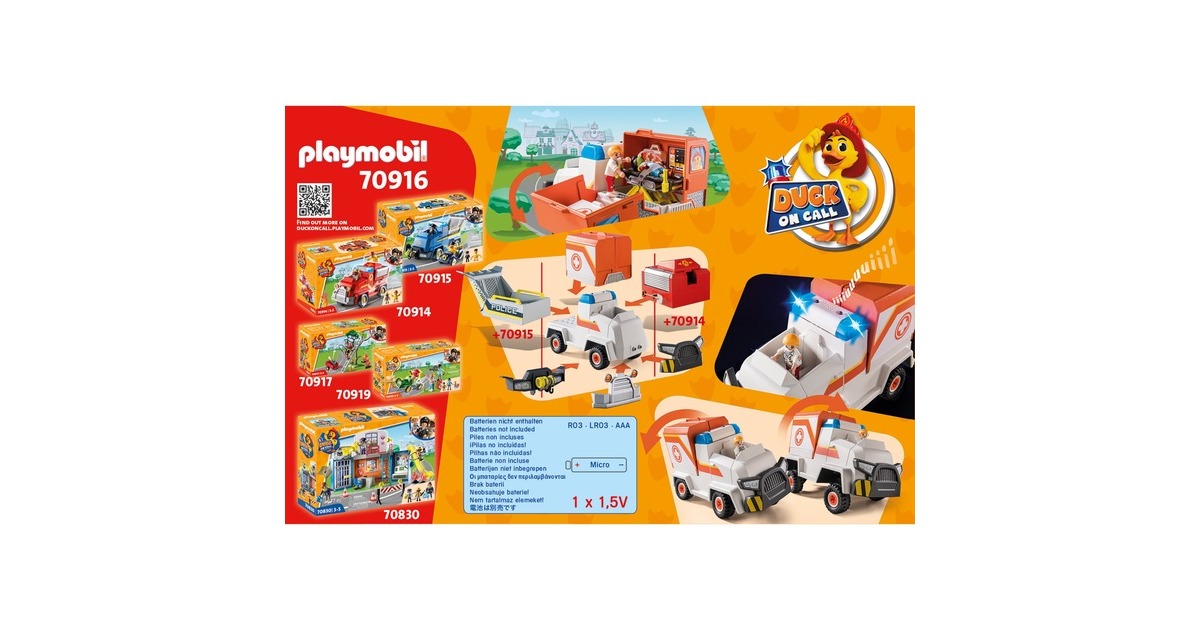 PLAYMOBIL 70916 DUCK ON CALL Notarzt Einsatzfahrzeug, Konstruktionsspielzeug