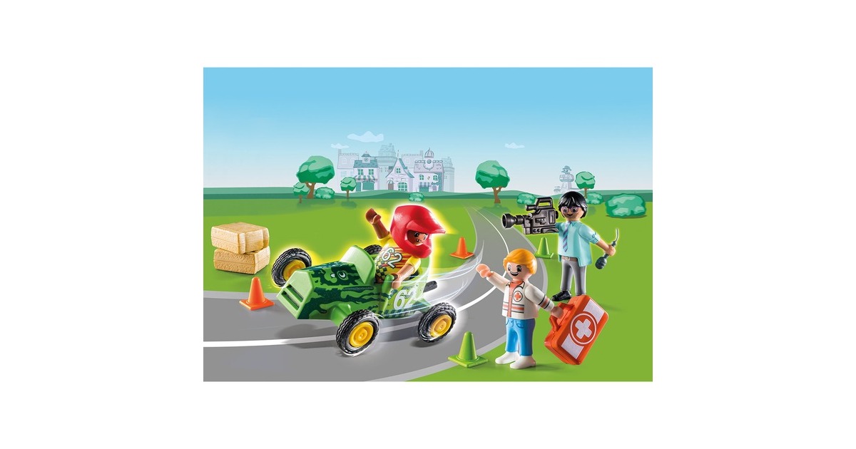 PLAYMOBIL 70919 DUCK ON CALL Notarzt Action. Hilf dem Rennfahrer!, Konstruktionsspielzeug