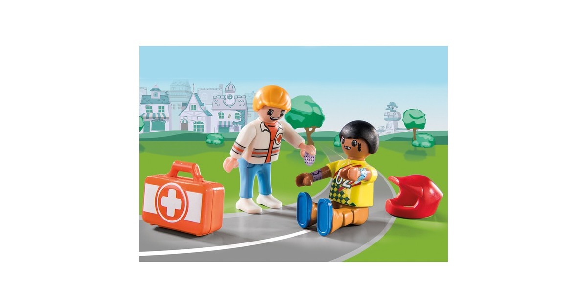 PLAYMOBIL 70919 DUCK ON CALL Notarzt Action. Hilf dem Rennfahrer!, Konstruktionsspielzeug
