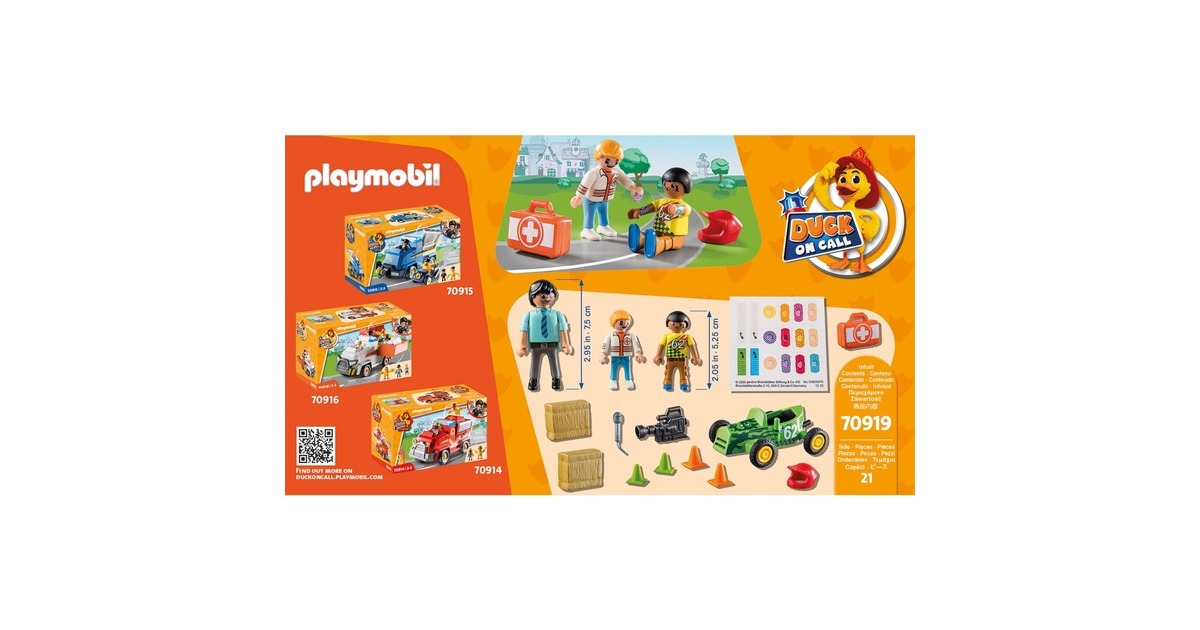 PLAYMOBIL 70919 DUCK ON CALL Notarzt Action. Hilf dem Rennfahrer!, Konstruktionsspielzeug