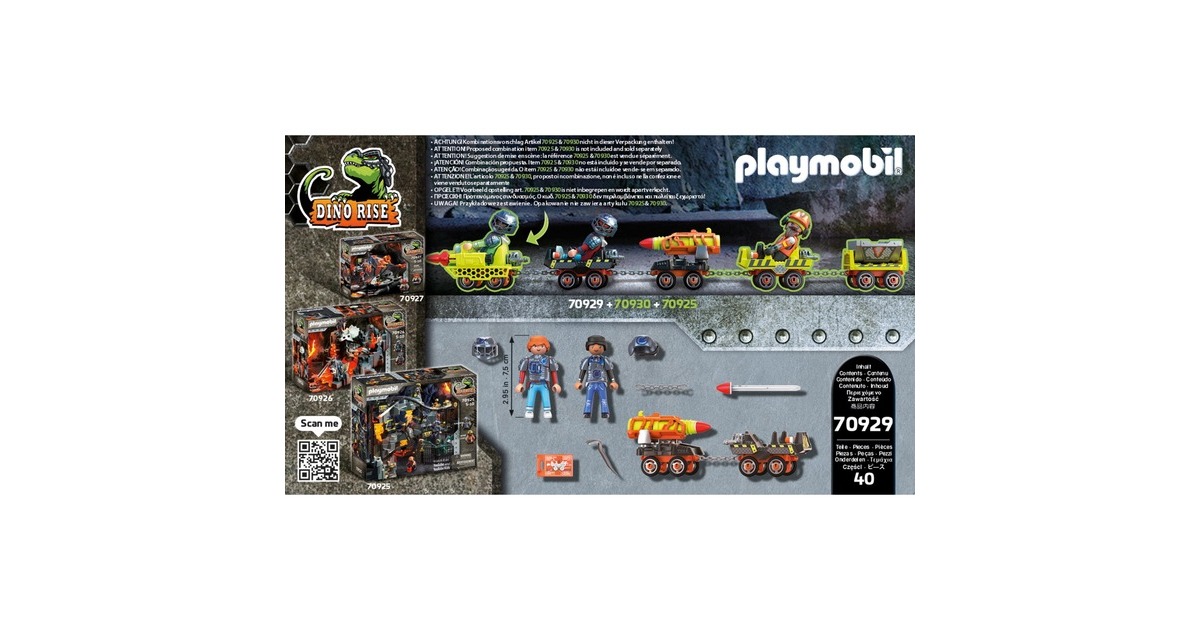 PLAYMOBIL 70929 Dino Rise Dino Mine Raketenkart, Konstruktionsspielzeug
