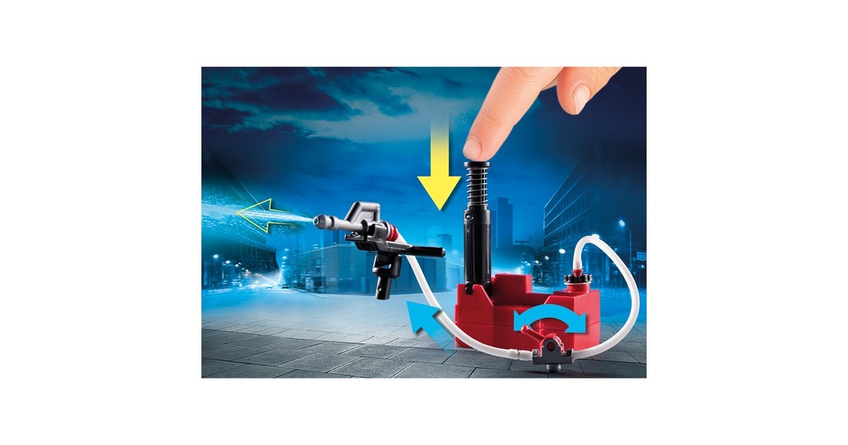 PLAYMOBIL 70935 City Action Feuerwehr-Fahrzeug: US Tower Ladder, Konstruktionsspielzeug(mehrfarbig, Mit Licht, Sound und funktionierender Wasserkanone)