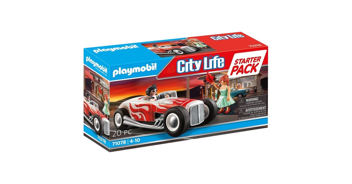 PLAYMOBIL 71078 City Life Starter Pack Hot Rod, Konstruktionsspielzeug