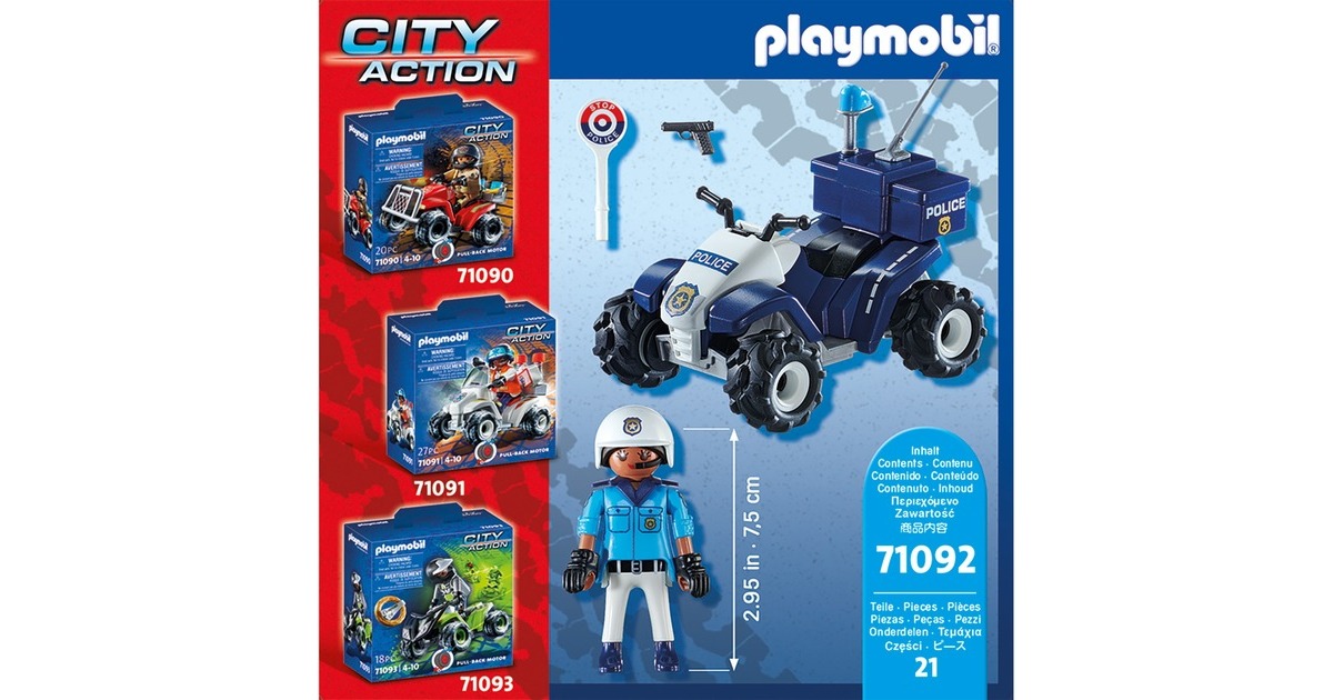 PLAYMOBIL 71092 City Action Polizei-Speed Quad, Konstruktionsspielzeug