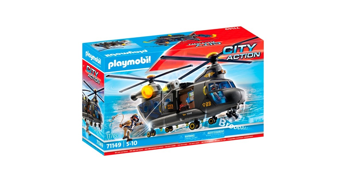 PLAYMOBIL 71149 City Action SWAT-Rettungshelikopter, Konstruktionsspielzeug