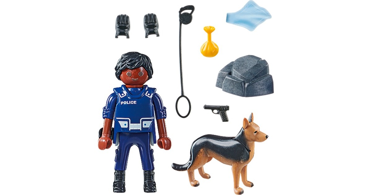 PLAYMOBIL 71162 specialPLUS Polizist mit Spürhund, Konstruktionsspielzeug