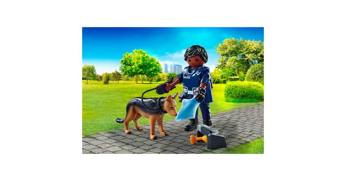 PLAYMOBIL 71162 specialPLUS Polizist mit Spürhund, Konstruktionsspielzeug
