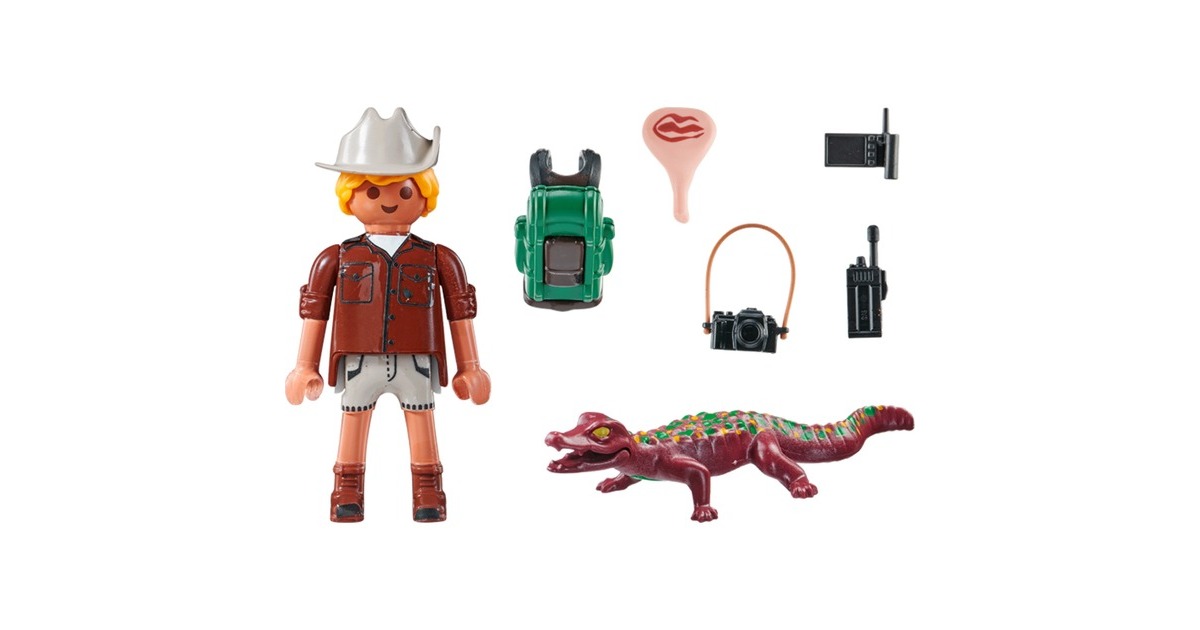 PLAYMOBIL 71168 specialPLUS Forscher mit jungem Kaiman, Konstruktionsspielzeug