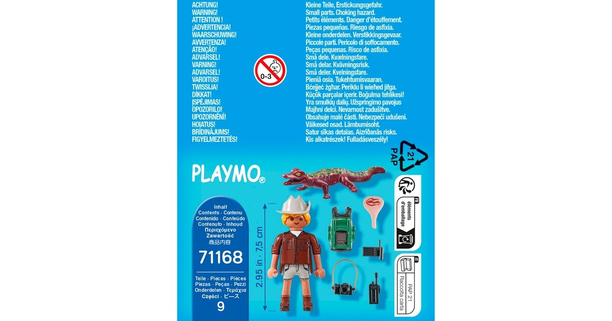 PLAYMOBIL 71168 specialPLUS Forscher mit jungem Kaiman, Konstruktionsspielzeug