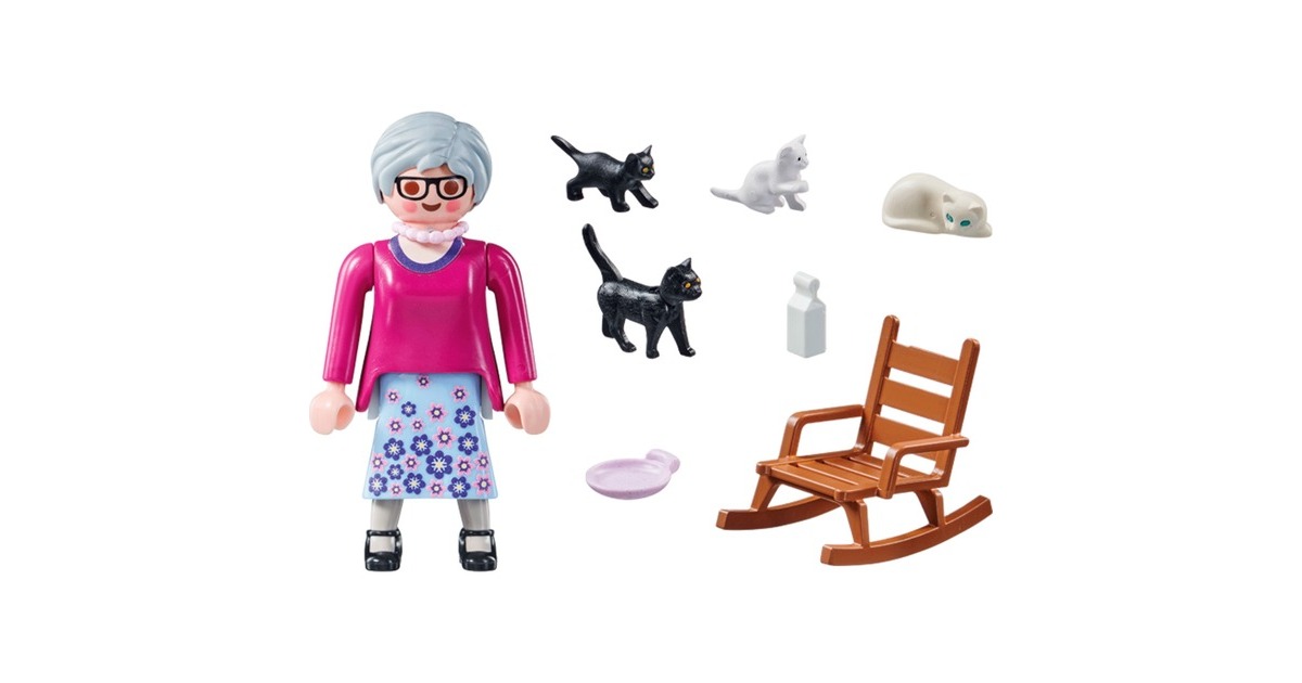 PLAYMOBIL 71172 specialPLUS Oma mit Katzen, Konstruktionsspielzeug