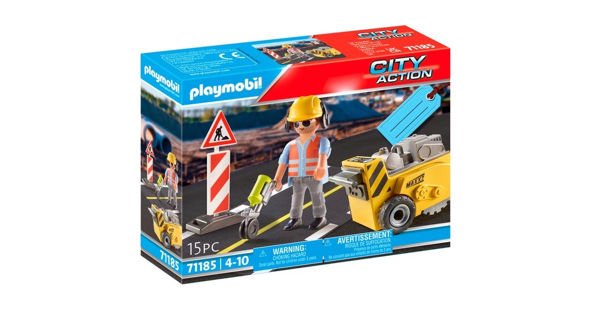 PLAYMOBIL 71185 Bauarbeiter mit Kantenfräser, Konstruktionsspielzeug