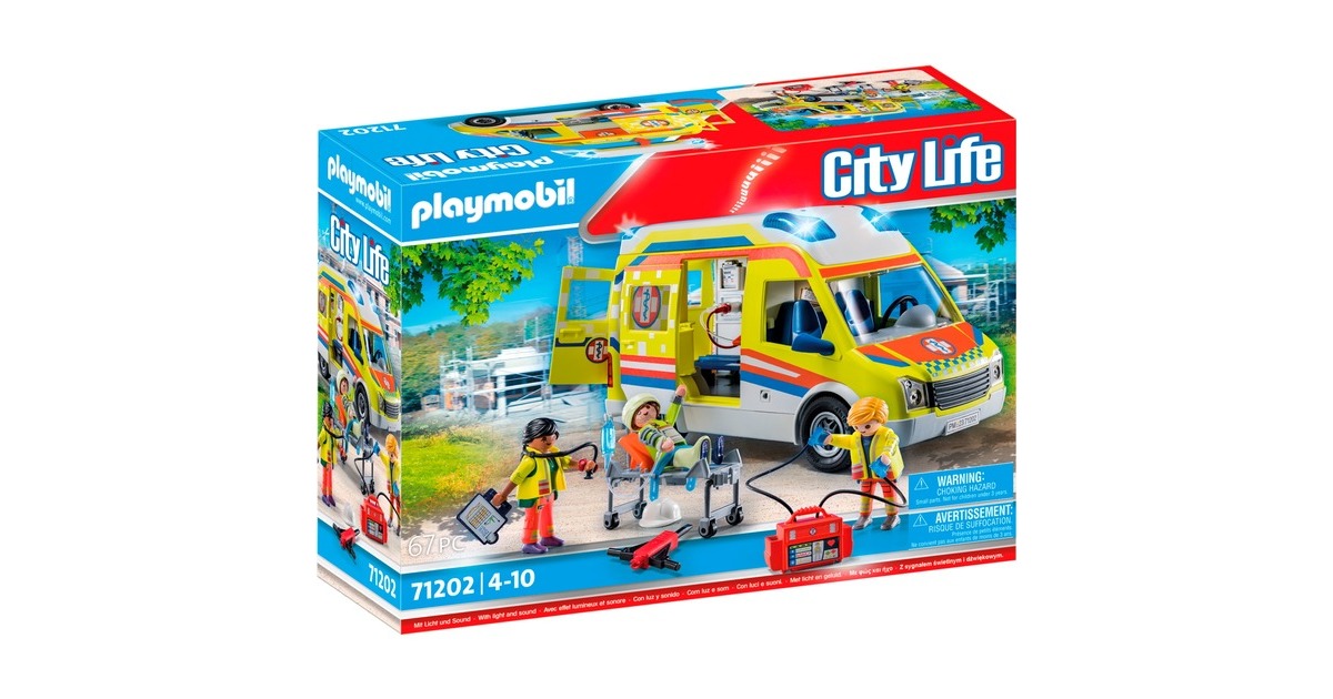 PLAYMOBIL 71202 City Life - Rettungswagen mit Licht und Sound, Konstruktionsspielzeug
