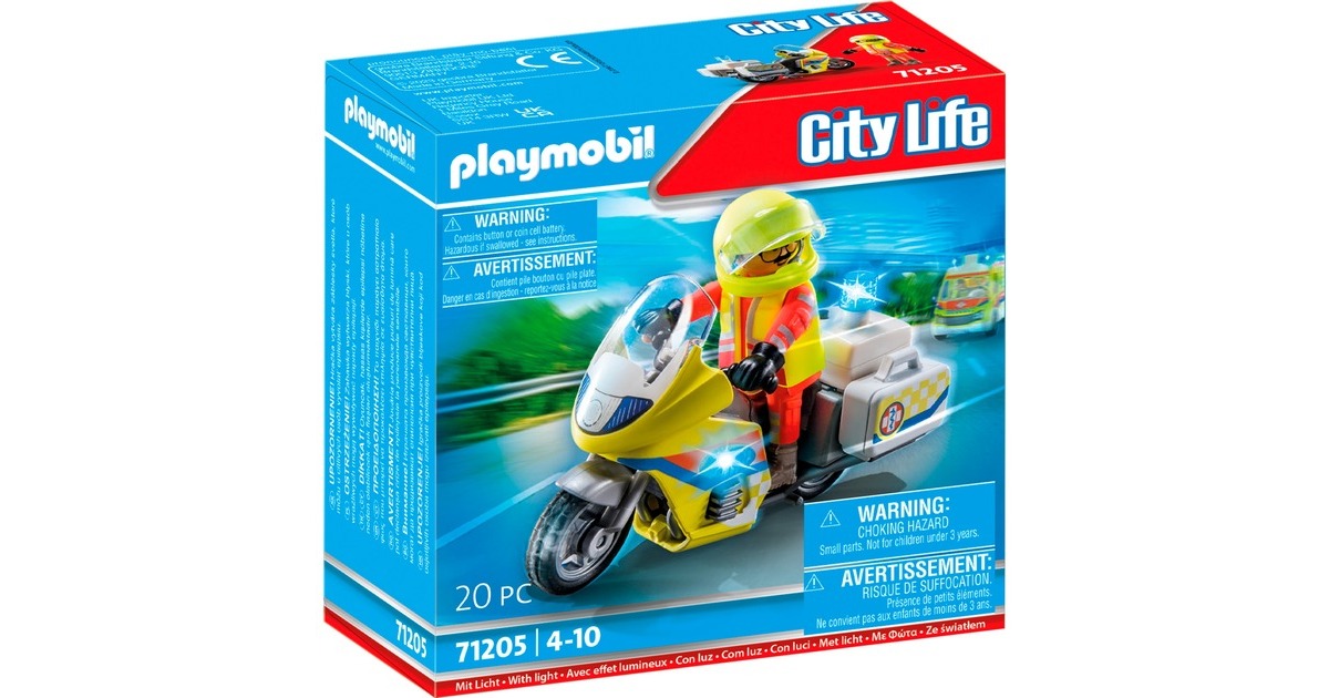 PLAYMOBIL 71205 Notarzt-Motorrad mit Blinklicht, Konstruktionsspielzeug