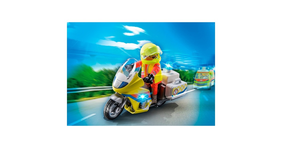 PLAYMOBIL 71205 Notarzt-Motorrad mit Blinklicht, Konstruktionsspielzeug