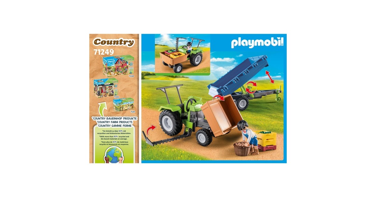 PLAYMOBIL 71249 Traktor mit Hänger, Konstruktionsspielzeug
