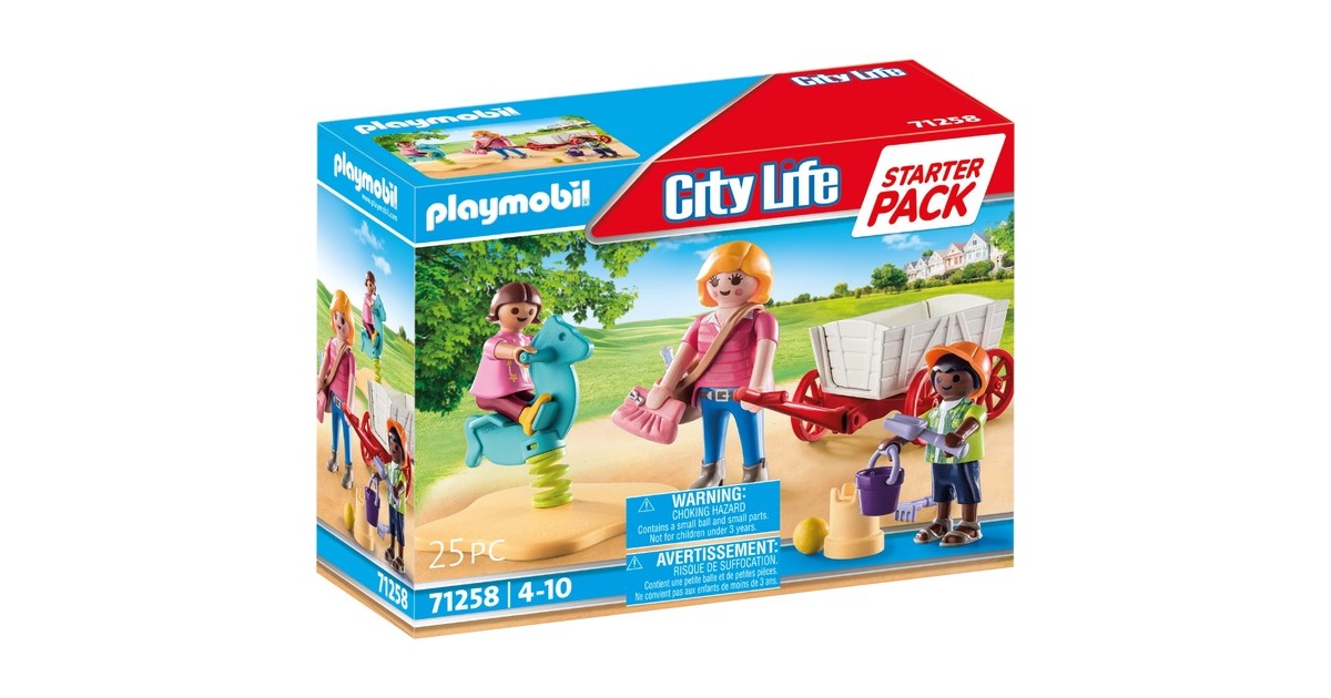 PLAYMOBIL 71258 City Life Starter Pack Erzieherin mit Bollerwagen, Konstruktionsspielzeug