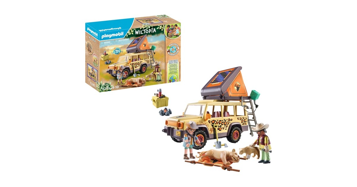 PLAYMOBIL 71293 Wiltopia Mit dem Geländewagen bei den Löwen, Konstruktionsspielzeug
