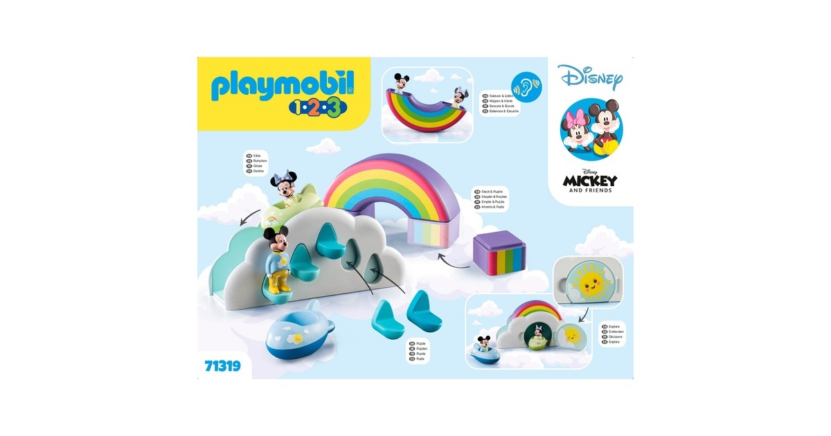 PLAYMOBIL 71319 1.2.3 & Disney: Mickys & Minnies Wolkenhaus, Konstruktionsspielzeug