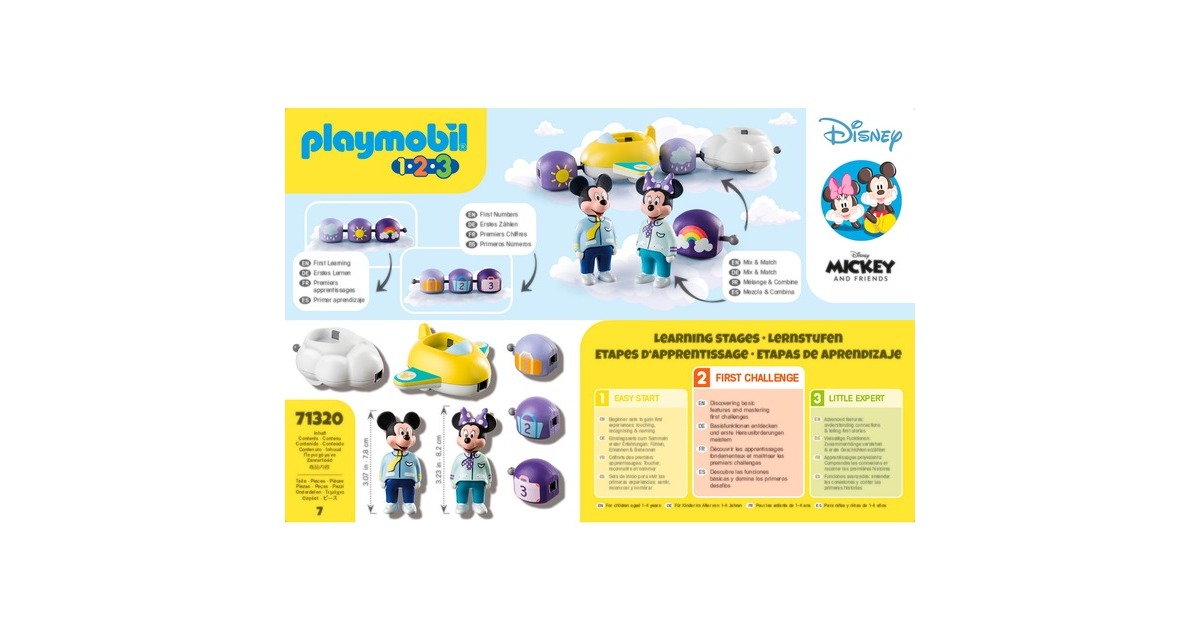 PLAYMOBIL 71320 1.2.3 & Disney: Mickys & Minnies Wolkenzug, Konstruktionsspielzeug