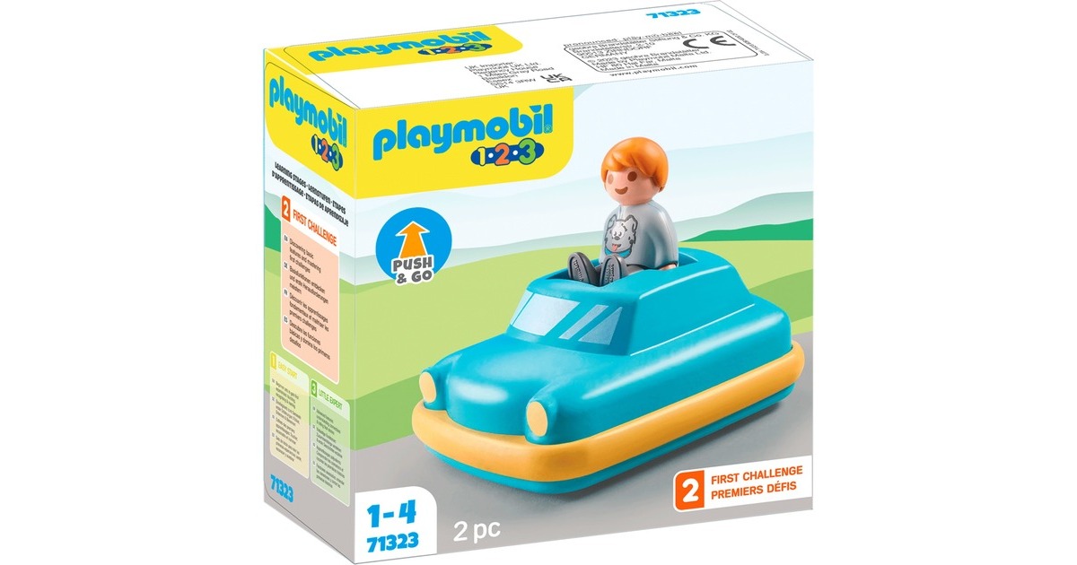 PLAYMOBIL 71323 1.2.3 Push & Go Car, Konstruktionsspielzeug