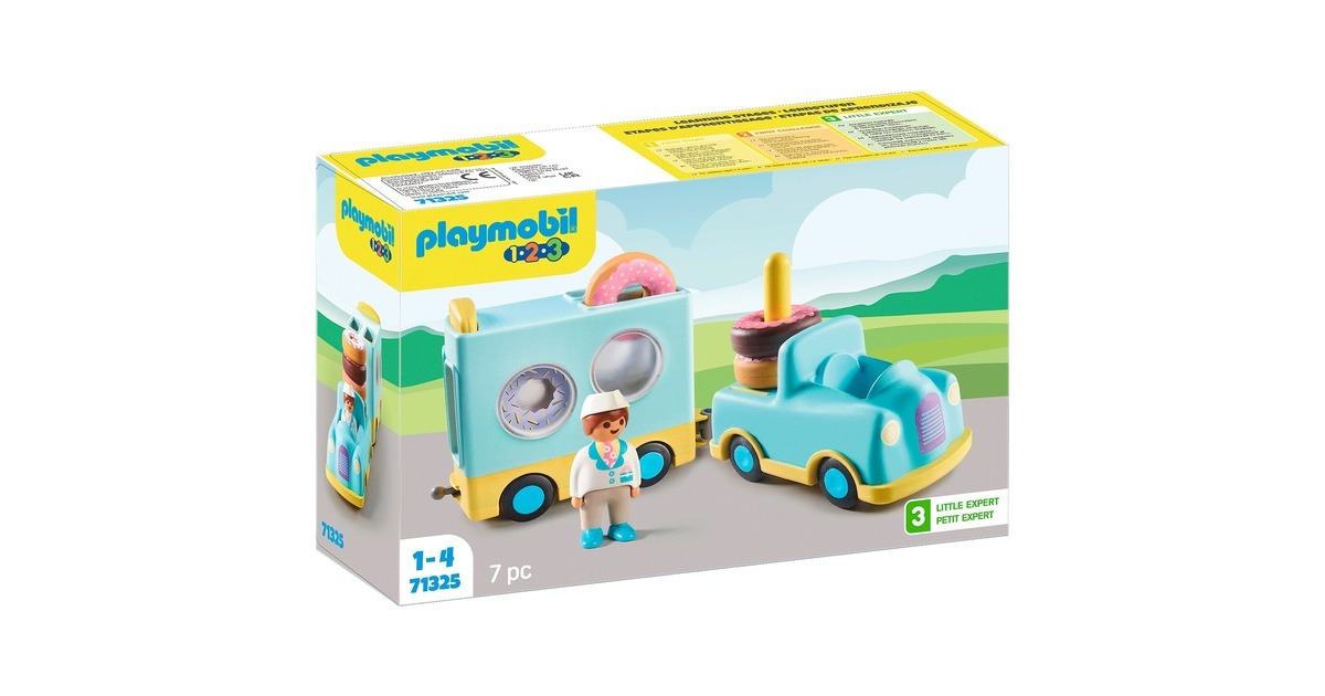 PLAYMOBIL 71325 1.2.3: Verrückter Donut Truck mit Stapel- und Sortierfunktion, Konstruktionsspielzeug
