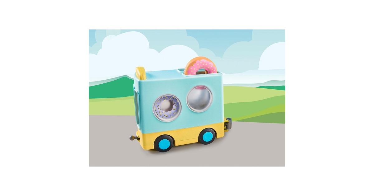 PLAYMOBIL 71325 1.2.3: Verrückter Donut Truck mit Stapel- und Sortierfunktion, Konstruktionsspielzeug