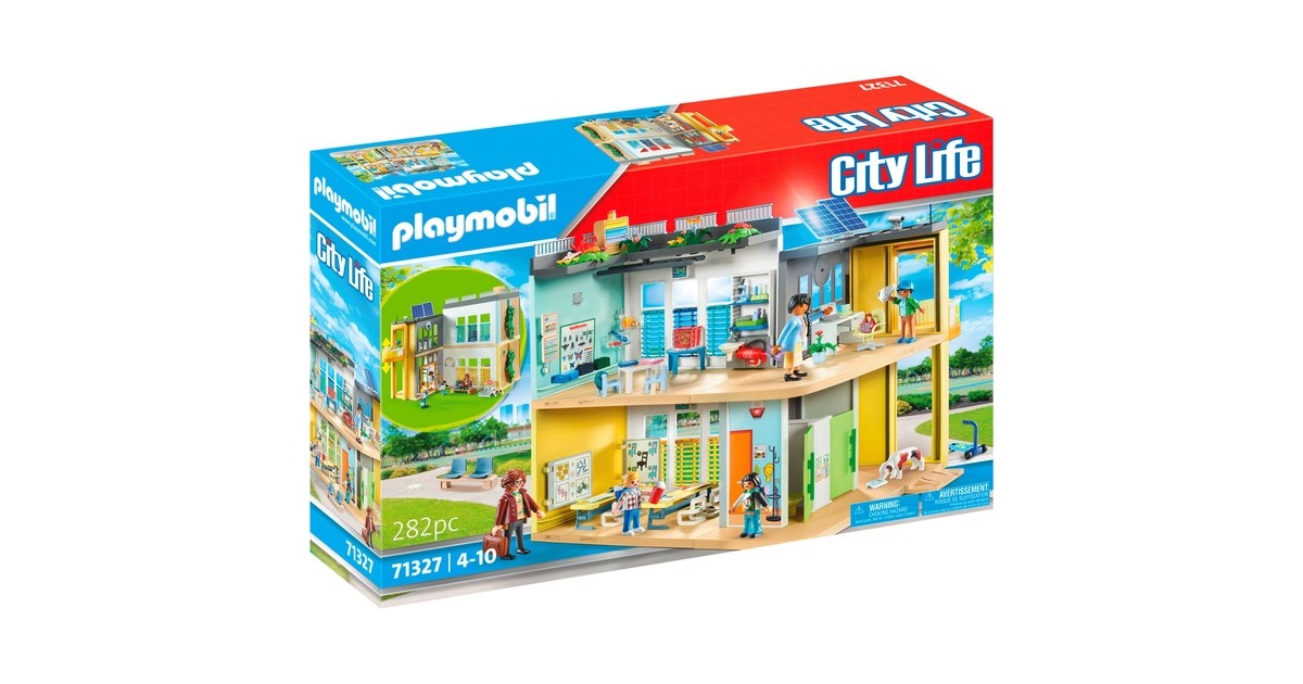 PLAYMOBIL 71327 City Life Große Schule, Konstruktionsspielzeug