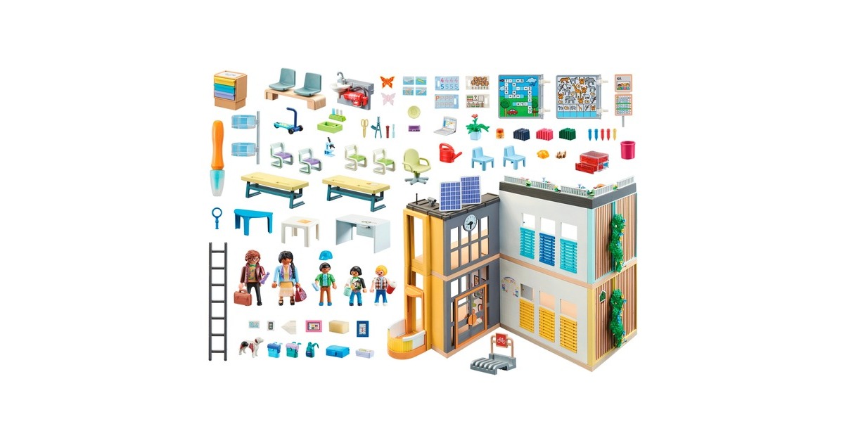 PLAYMOBIL 71327 City Life Große Schule, Konstruktionsspielzeug