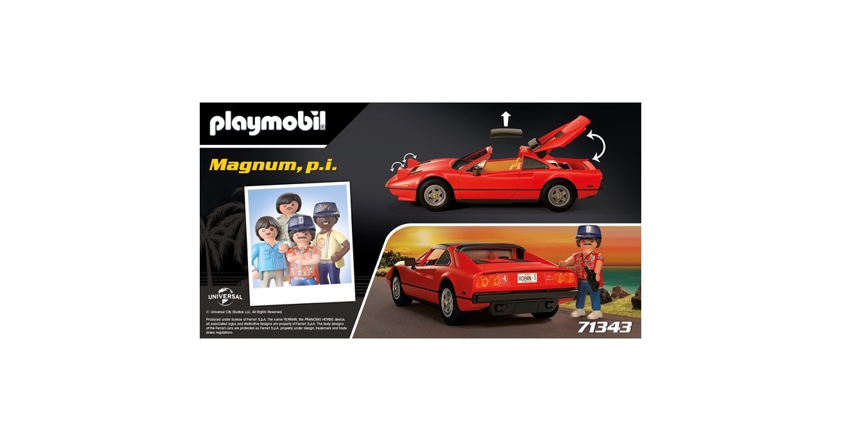 PLAYMOBIL 71343 Magnum, p.i. Ferrari 308 GTS Quattrovalve, Konstruktionsspielzeug