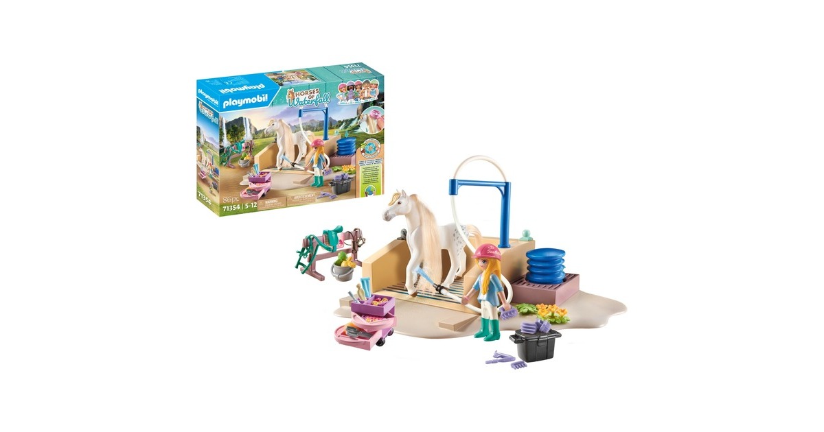 PLAYMOBIL 71354 Horses of Waterfall Isabella & Lioness mit Waschplatz, Konstruktionsspielzeug
