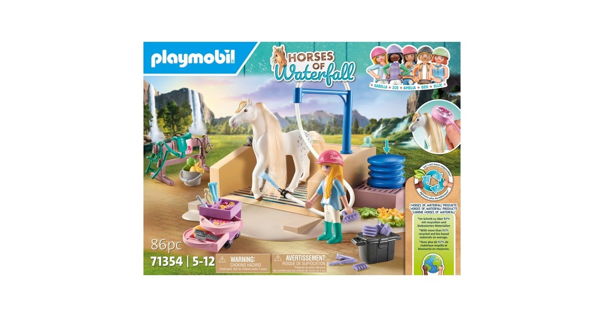PLAYMOBIL 71354 Horses of Waterfall Isabella & Lioness mit Waschplatz, Konstruktionsspielzeug