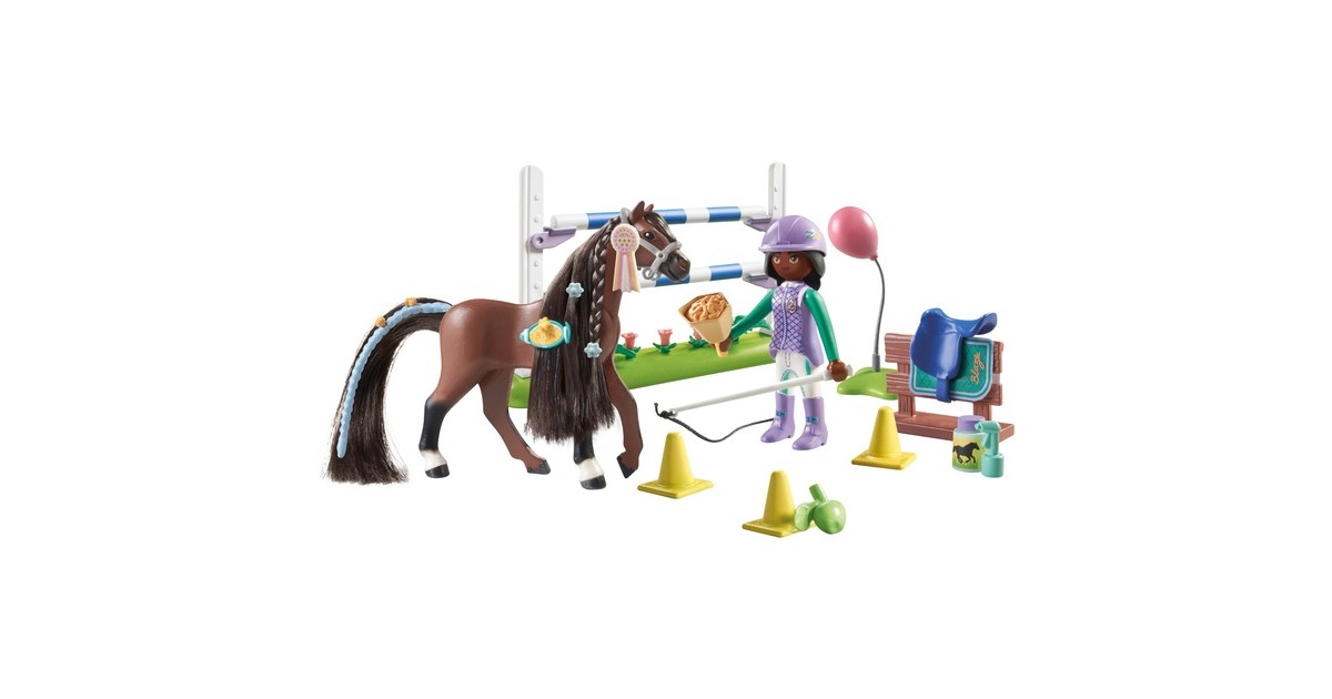 PLAYMOBIL 71355 Horses of Waterfall Zoe & Blaze mit Turnierparcours, Konstruktionsspielzeug