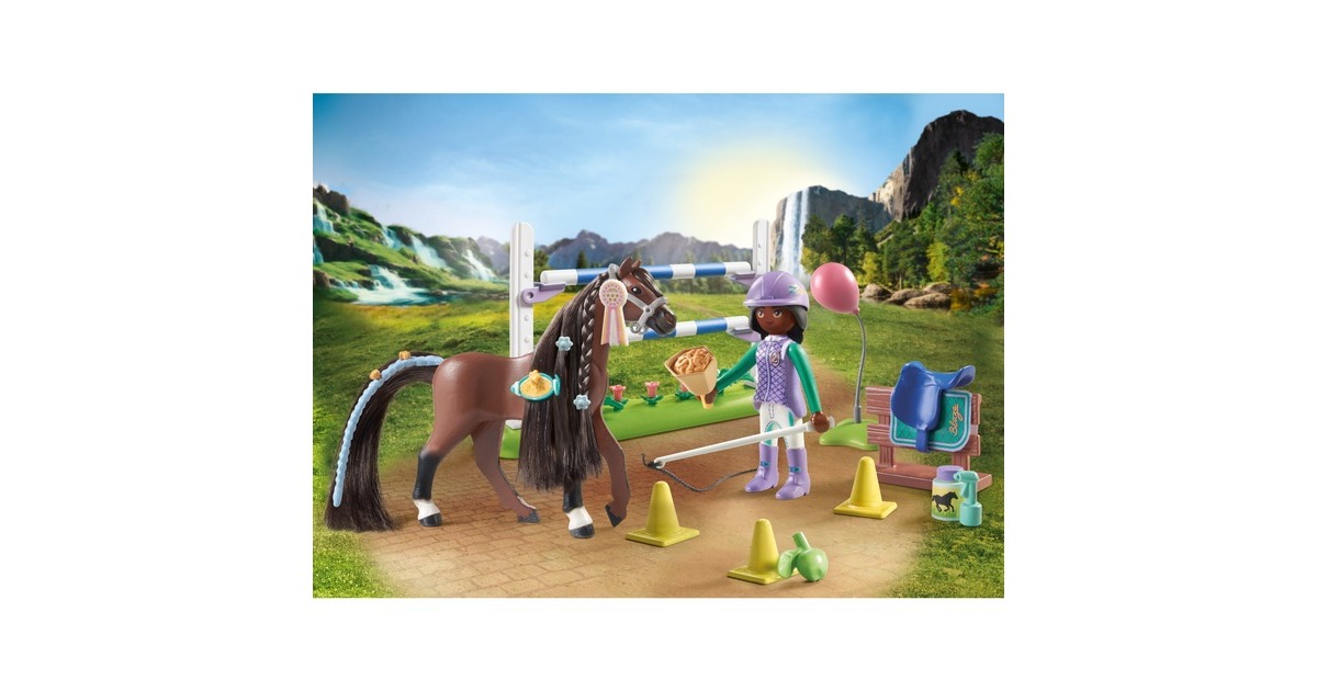 PLAYMOBIL 71355 Horses of Waterfall Zoe & Blaze mit Turnierparcours, Konstruktionsspielzeug