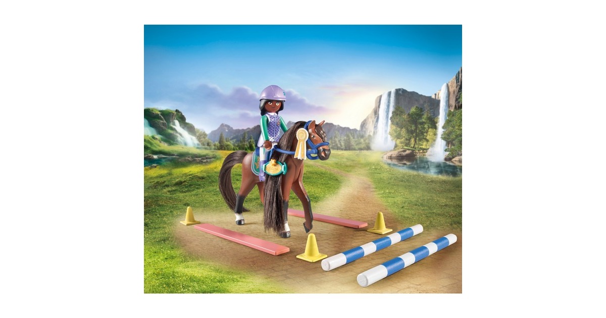 PLAYMOBIL 71355 Horses of Waterfall Zoe & Blaze mit Turnierparcours, Konstruktionsspielzeug
