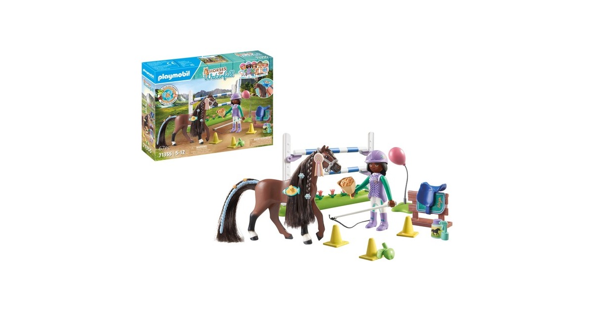 PLAYMOBIL 71355 Horses of Waterfall Zoe & Blaze mit Turnierparcours, Konstruktionsspielzeug