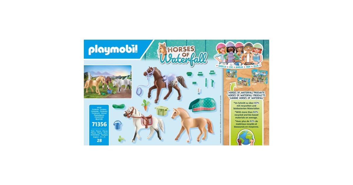 PLAYMOBIL 71356 Horses of Waterfall 3 Pferde: Morgan, Quarter Horse & Shagya Araber, Konstruktionsspielzeug
