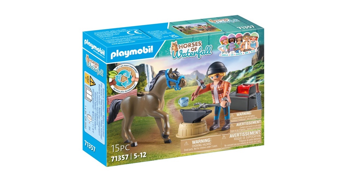 PLAYMOBIL 71357 Horses of Waterfall Hufschmied Ben & Achilles, Konstruktionsspielzeug