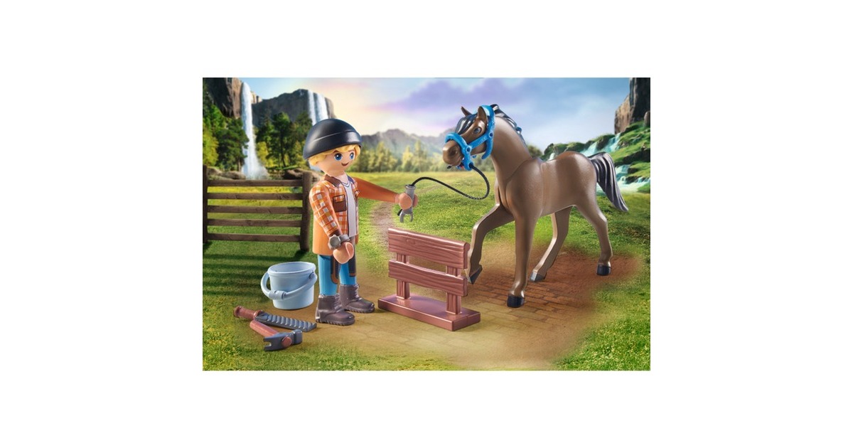PLAYMOBIL 71357 Horses of Waterfall Hufschmied Ben & Achilles, Konstruktionsspielzeug