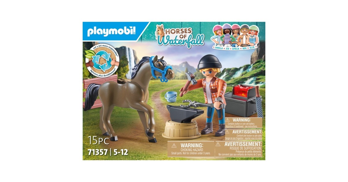 PLAYMOBIL 71357 Horses of Waterfall Hufschmied Ben & Achilles, Konstruktionsspielzeug