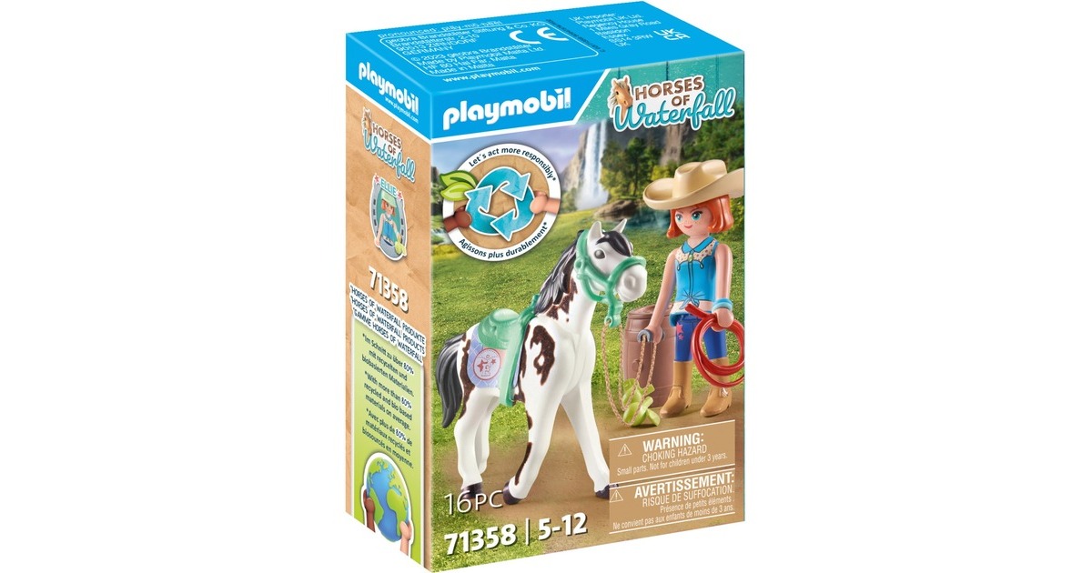 PLAYMOBIL 71358 Horses of Waterfall Ellie & Sawdust mit Westernübung 71358, Konstruktionsspielzeug