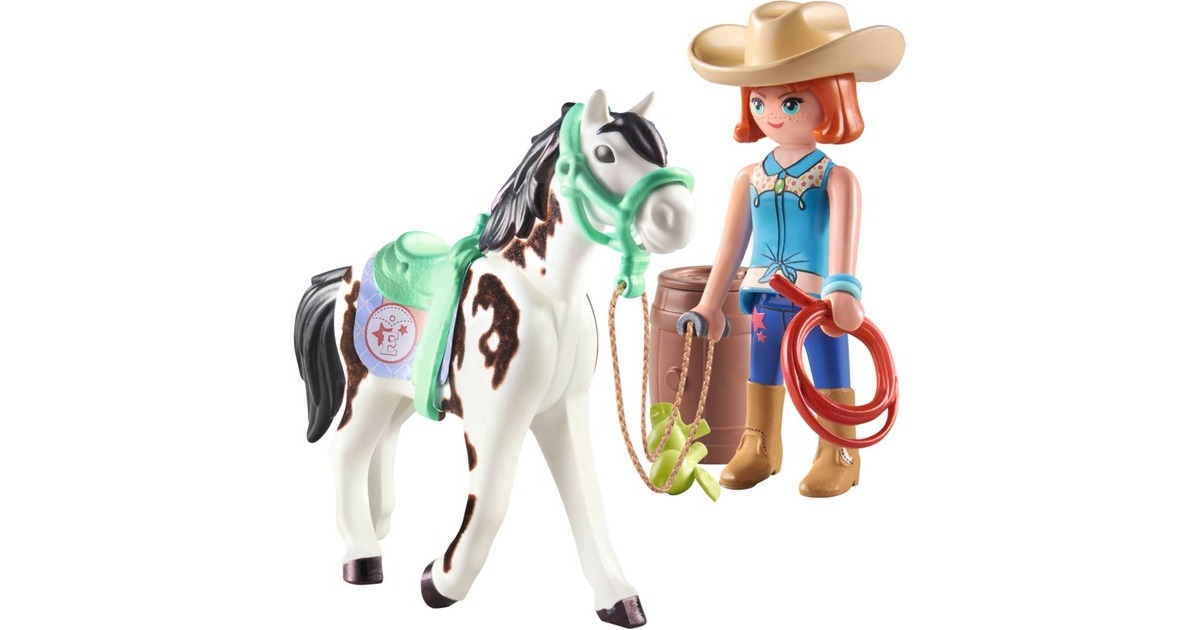PLAYMOBIL 71358 Horses of Waterfall Ellie & Sawdust mit Westernübung 71358, Konstruktionsspielzeug