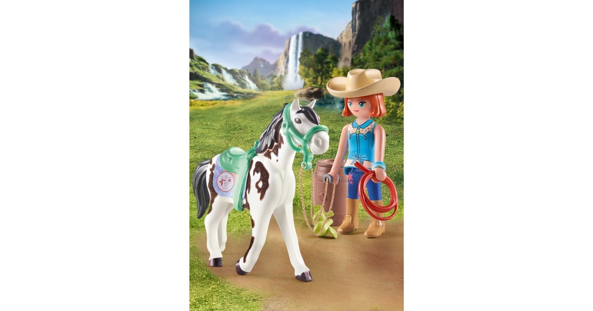 PLAYMOBIL 71358 Horses of Waterfall Ellie & Sawdust mit Westernübung 71358, Konstruktionsspielzeug