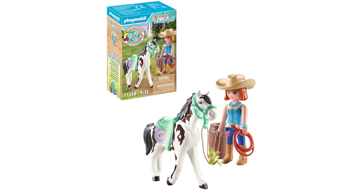 PLAYMOBIL 71358 Horses of Waterfall Ellie & Sawdust mit Westernübung 71358, Konstruktionsspielzeug