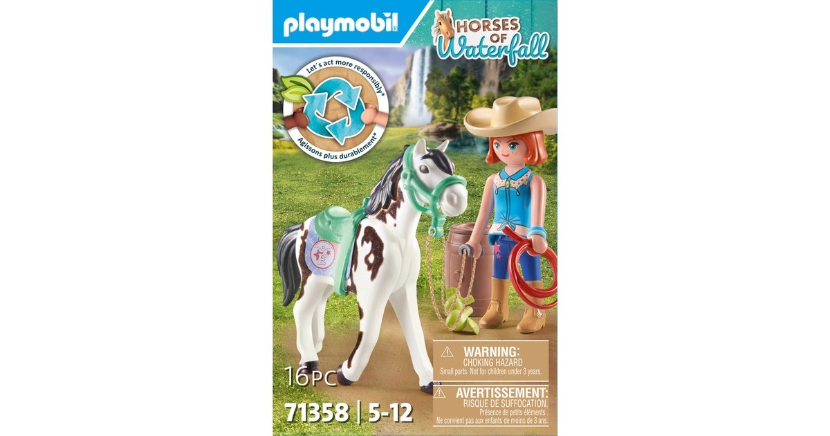 PLAYMOBIL 71358 Horses of Waterfall Ellie & Sawdust mit Westernübung 71358, Konstruktionsspielzeug