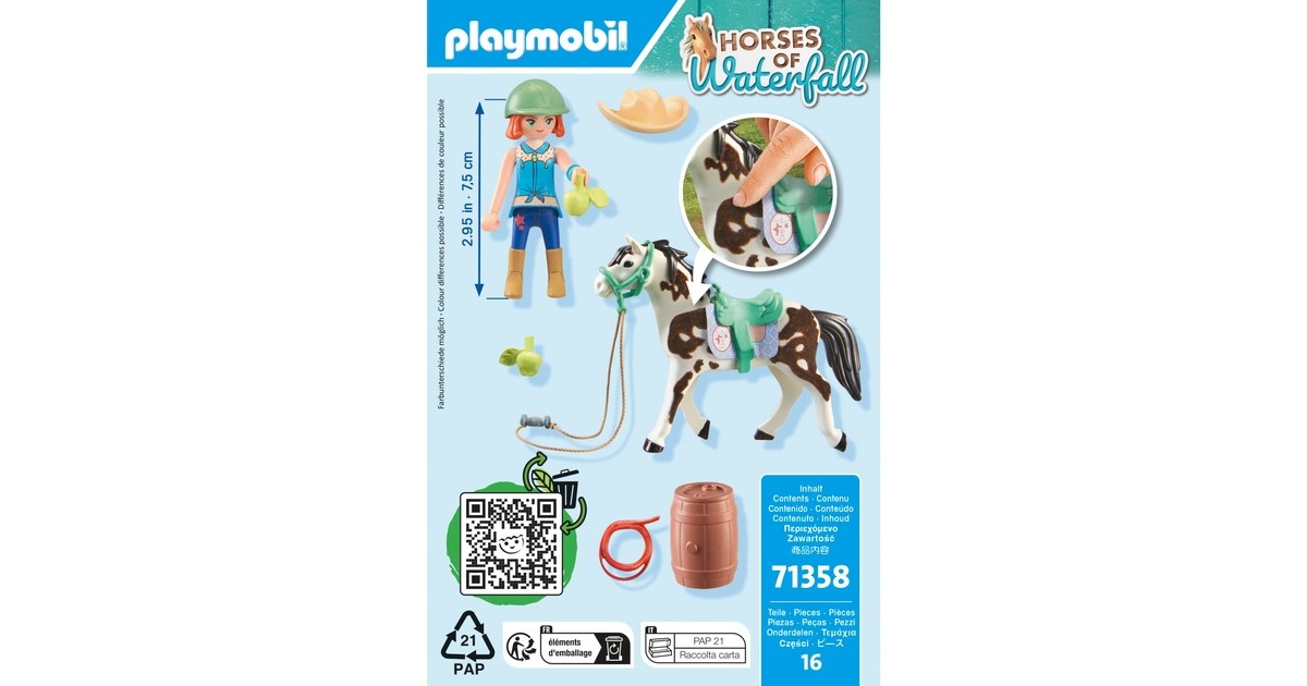 PLAYMOBIL 71358 Horses of Waterfall Ellie & Sawdust mit Westernübung 71358, Konstruktionsspielzeug