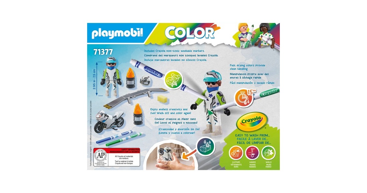PLAYMOBIL 71377 Color Motocross Motorrad, Konstruktionsspielzeug