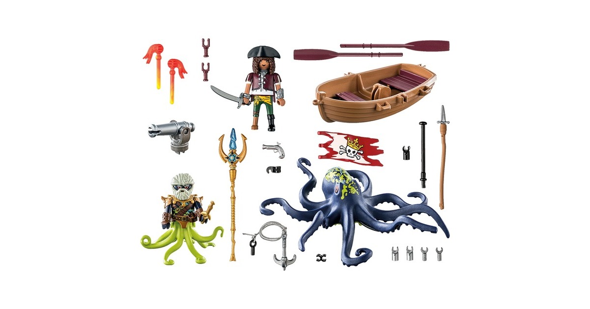 PLAYMOBIL 71419 Pirates Kampf gegen den Riesenoktopus, Konstruktionsspielzeug