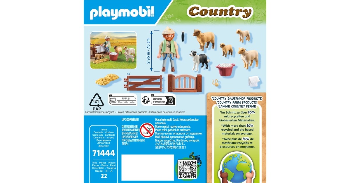 PLAYMOBIL 71444 Country Junger Schäfer mit Schafen, Konstruktionsspielzeug