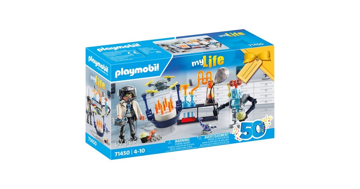 PLAYMOBIL 71450 City Life Forscher mit Robotern, Konstruktionsspielzeug