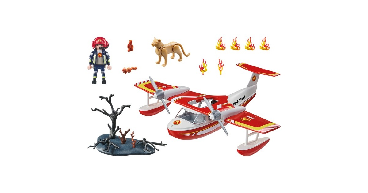 PLAYMOBIL 71463 City Action Feuerwehrflugzeug mit Löschfunktion, Konstruktionsspielzeug